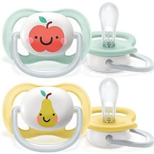 Philips Avent SCF080/17, Pak van 2 Ultra Air-fopspenen, 0-6 maanden, Zachte tepel - Peer & Appelpatroon