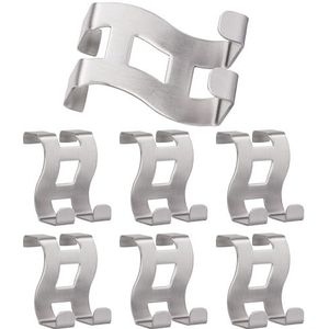RICOO Deurhaken om op te hangen, MH001-7, deurgarderobe, kledinghaken deur, garderobehaken, roestvrij staal, 7 stuks, deurhangers, deurhaaklijst, jashouder, deur, zonder boren