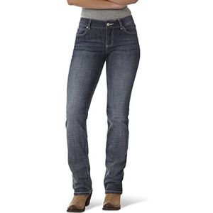 Wrangler Dames Western Mid Rise Stretch Straight Been Jean, Donkere Indigo, 3-32