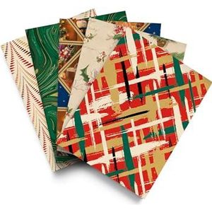 Kerstcadeaupapier, scrapbooking-papier, decoupage-papier, set van 10 vellen, 70 x 100 cm, 80 g/m, goudpoeder, vintage effect, motief: Kerstmis