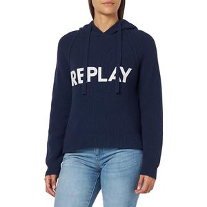 Replay Cropped capuchontrui voor dames, 085 Blauw, S