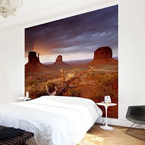 Apalis Vliesbehang Monument Valley bij zonsondergang fotobehang vierkant | fleece behang wandbehang foto 3D fotobehang voor slaapkamer woonkamer keuken | grootte: 288x288 cm, meerkleurig, 95390