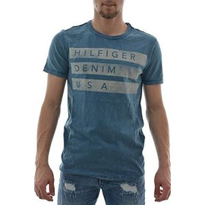 Tommy Jeans Heren Heavy slub tee ss 3 T-shirt met korte mouwen, blauw (Copen Blue-pt 437), L