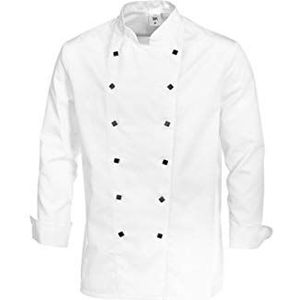 BP 1517-401 Mannen kookjas gemaakt van duurzaam gemengd weefsel wit, maat 2XL