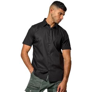 Kaporal, Herenhemd, getailleerde pasvorm, korte mouwen, overhemdkraag, model KOURA, kleur zwart, maat 2XL, Zwart, XXL