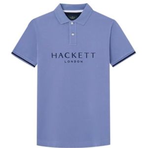 Hackett London Heren GMD Merino Silk Crew Polo, Blauw (Blauw), L, Blauw (blauw), L