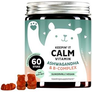 Keepin' It Calm – Gummies met 150mg Ashwagandha – B-complex met Vitamines B12, B1, B2 en B6 – Indiase Ginseng – 60 Stuks (1 maand) – Suikervrij, Vegan – Bears with Benefits
