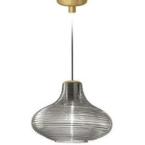 Homemania Hanglamp Emma, goud, rookglas, 26 x 26 x 18,5 cm, 1 x E27, max. 57 W, 1050 lm, 2700 K, 220-240 V