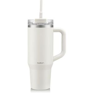 BODUM REISBEKER Vacuüm-reisbeker, roestvrij staal, 1,2 l, 40 oz, met handvat en rietje, kleur gebroken wit