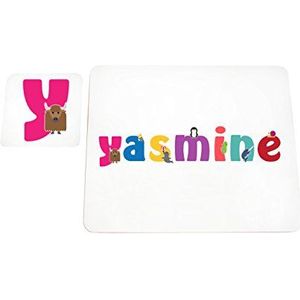 Little helper deken met Coaster illustratieve stijl bont met de naam meisjesnaam Yasemin