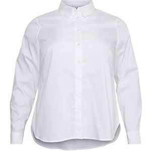 Kaffe Curve Plus-Size T-shirt voor dames, button up regular fit, lange mouwen, Optisch Wit, 44