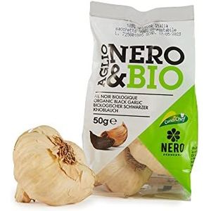 NERO FERMENTO NB Biologische zwarte knoflook geproduceerd met knoflook van Voghiera D.O.P. 50 gr (2 bollen), Made in Italy, Zonder conserveringsmiddelen, Ideaal rauw op salades of koude pasta