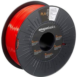 Amazon Basics 3D-printerfilament, PLA, 1,75 mm, doorzichtig rood, spoel van 1 kg