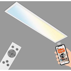 BRILONER - Smart LED Plafondlamp, Wifi Plafondlamp Ultra Flat, CCT, Dimbaar, Voice Control, Wit, 1000x250x66 mm
