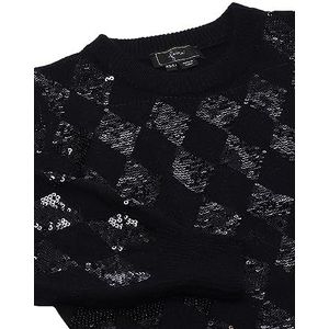 faina Dames gebreide trui met cut-out en pailletten zwart maat XS/S, zwart, XL