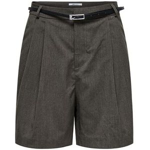 ONLY - Onlgaria Life Hw Belt Check Shorts - Walnoot - Dames
