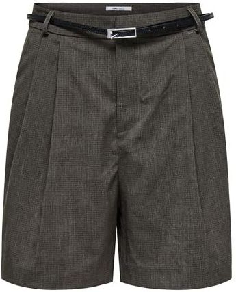 ONLY - Onlgaria Life Hw Belt Check Shorts - Walnoot - Dames