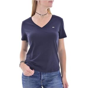 Tommy Jeans Dames korte mouwen gebreide tops, blauw, S