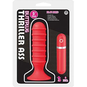 Nanma Thriller Ass anale plug met zuignap, silicone, rood, 13 cm