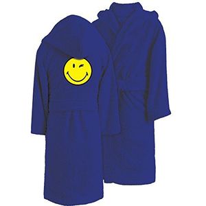 Smiley badjas, katoen, blauw, 157 x 149 cm