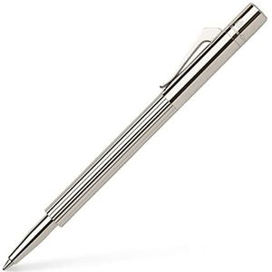 Graf von Faber-Castell Pocket Balpen Pocket Pen Slim volledig geplatineerd met zwarte D1 vulling, schrijfdikte M, zilver