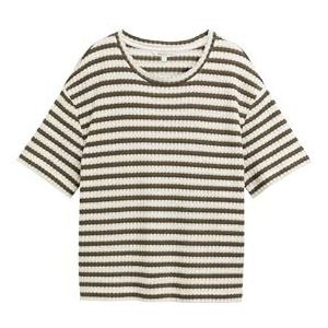 TOM TAILOR - 37852 - Sweatshirt - Olive White Stripe - Dames