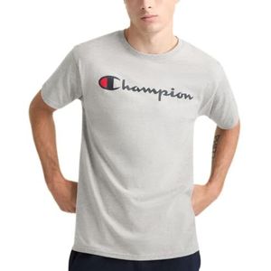 Champion Heren katoen, middelzwaar, ronde hals, (reg groot) T-shirt, Oxford Grey/Champion Script, XXL