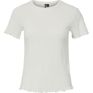 PIECES - Shirt - Wit - Jersey - Kwartmouw - Ronde Hals - Effen