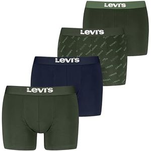 Levi's Heren Logo All Over Print Organic Cotton Boxer Shorts (4-pack), Dark Green Combo, S
