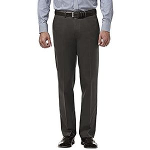 Haggar Mannen Premium No Iron Straight Fit Onzichtbare Flex Taille Plain Front Pant Casual, Donkergrijs, 38W / 34L