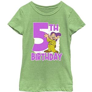 Disney Sneeuwwitje Dopey 5th Birthday Girls Heather T-shirt, Green Apple, XS, Green (Apple Green), XS, Groen (appelgroen), XS