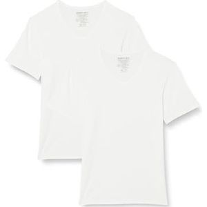 DIM Heren T-shirt, thermoregulerend, katoen, V-hals, sport, 2 stuks, Wit, L