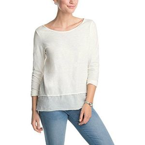 ESPRIT Dames shirt met lange mouwen en losse pasvorm 074EE1K052, Ivoor (Off White 103), L