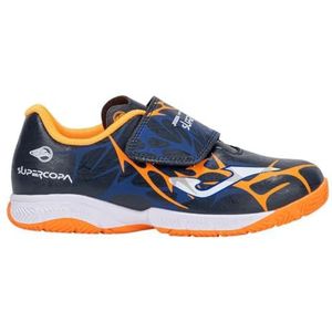 Joma Super Copa Jr 2503 Marino Orange Fluor Indoor, uniseks laarzen voor kinderen, marineblauw en neonoranje, 26 EU