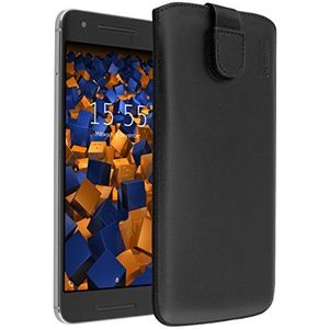 mumbi Echt leren hoesje compatibel met Huawei Nexus 6P hoes lederen tas case wallet, zwart