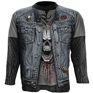 Thrash Shirt met lange mouwen Metal All-Over Print, Zwart, 4XL