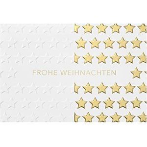 bsb Wenskaart kerstkaart""Vrolijk Kerst"" met gouden sterren op witte achtergrond