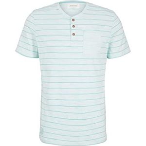 TOM TAILOR Uomini Serafino T-shirt met borstzak 1031589, 29787 - White Mint Haze Inject Stripe, XXL