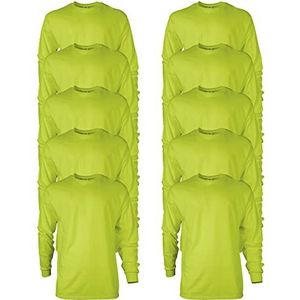 Gildan Unisex Ultra katoen T-shirt met lange mouwen, stijl G2400, multipack, (nieuw) nieuw veiligheidsgroen (10-pack), XXXXL (Pack van 10), (Nieuw) Nieuw Safety Green (10-pack), 4XL