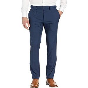 Kenneth Cole Reaction Heren Shadow Check Stretch Slim Fit Jurk Broek, Blauw, 32W / 29L