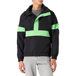 Urban Classics Heren Windbreaker Neon-Mix Pull-Over-Jacket overgangsjas, meerkleurig (Black/Neon Green 01191), S