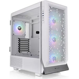 Thermaltake Ceres 500 Snow Edition Mid Tower E-ATX computerbehuizing met zijpaneel van gehard glas; 4 vooraf geïnstalleerde PWM ARGB-ventilatoren; roterende PCIe-sleuven en GPU-houder;