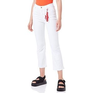 Love Moschino Midi Flare in Stretch Lyocell Gabardine damesshort, Optisch Wit, 46