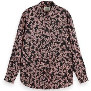 Scotch & Soda Bedrukt relaxed fit shirt, Nieuw Blossom Print Dusty Red 646, 34
