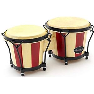 Wereld Rhythm BON7 Beginners Eiken Bongo Drums in Natuurlijke Finish Bongos Zonder tas Gestreept