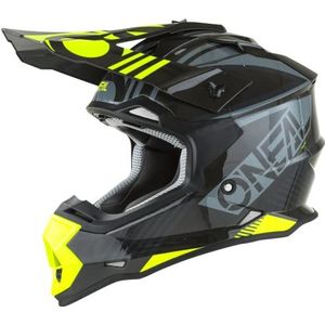 O'NEAL | Motocross Helm | Kinderen | MX Enduro | ABS shell, Veiligheidsnorm ECE 22.05, Ventilatie voor optimale koeling en ventilatie | 2SRS Rush V.22 Jeugd Helm | Neon Grijs Geel | Maat M