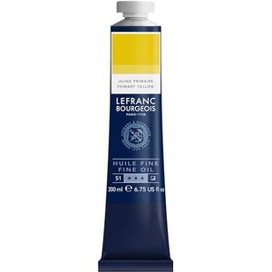 Lefranc Bourgeois 301808 Fijne olieverf van uitstekende kwaliteit, lichtecht met een gelijkmatige consistentie, tube van 200 ml, ideaal voor spieraammen, canvas, schilderbord - Primair geel