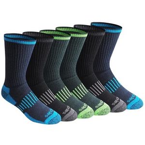 Dickies Men's Dri-Tech Original Moisture Control Crew Socks, Available in M-XXL (6, 12, 18 Pairs), Black Bright (6 Pairs), Large