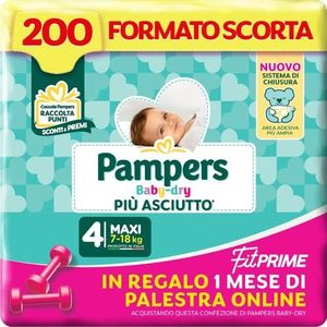 Pampers Baby Dry Fit Prime Maxi, 200 luiers, maat 4 (7-18 kg)
