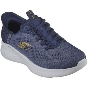 Skechers Skech-lite Pro heren Sneaker, Navy Mesh Gele Trim, 41.5 EU